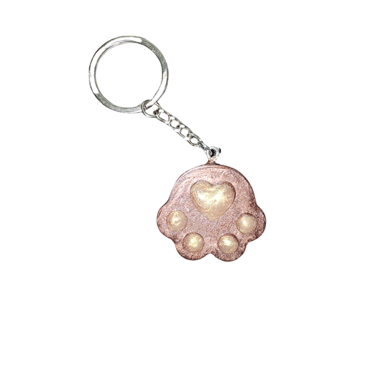 Memorial Keychain made with cremation ashes (large pawprint)