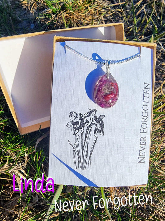 Memorial Necklace Pendant made with cremation ashes (Small Teardrop)