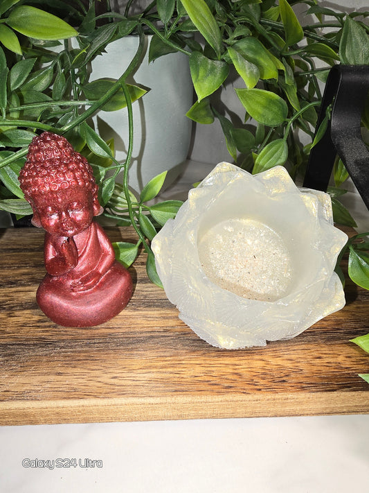 Memorial Keepsake Buddah with Lotus Tealight Candle holder (Med)(Colors can be customized)