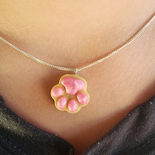 Memorial Necklace Pendant made with cremation ashes (small pawprint) (A girls best friend)
