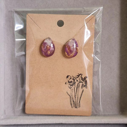 Memorial Earring Studs (teardrop style) (made with cremation ashes)